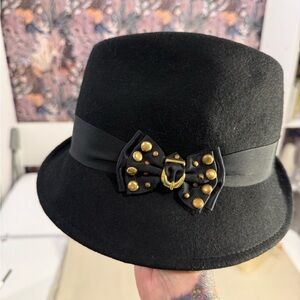 twiggy LONDON Black Hat with Gold Accents